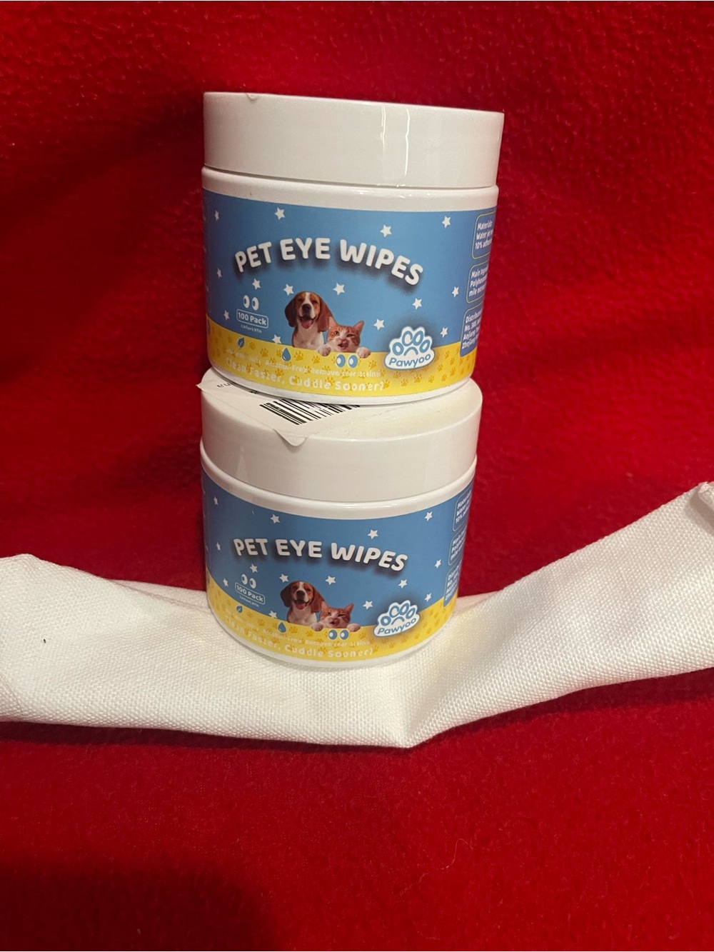 2 Jars of Pet Eye Wipes - Pawwoo (Blue & Yellow Label)